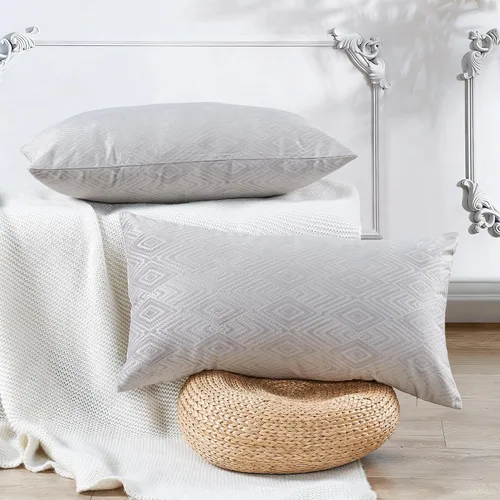 Vista 8 de Juego de 4 fundas de almohada cuadradas decorativas de terciopelo con diamantes de 20 x 20 pulgadas, fundas de almohada geométricas suaves para Aqua