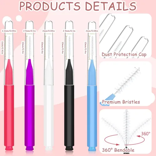 Vista 7 de 50 cepillos de cejas para cejas, cepillo multifuncional para peine de pestañas con tapa, herramienta portátil para cejas, brochas de cejas