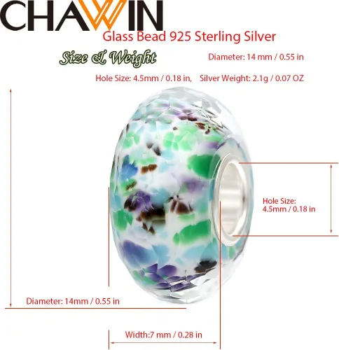 Vista 3 de Abalorios de cristal de Murano auténticos dijes de plata de ley 925 con núcleo de flor roja, corazón rosa, cuentas de vidrio blancas y amarillas