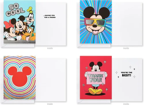 Vista 6 de American Greetings Paquete de tarjetas de lujo de Disney para todas las ocasiones con sobres, Mickey Mouse (32 unidades)
