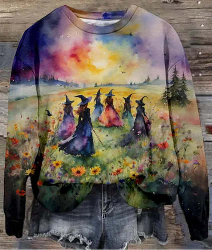 Vista 2 de CHUNTIANRAN Hocus Pocus - Sudadera de Halloween para mujer, diseño de bruja Sanderson, sudadera con estampado de teñido anudado inverso A Multicolor