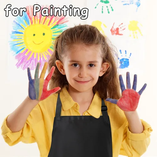 Vista 6 de 2 piezas de delantales para niños, delantales para artistas con bolsillos ajustables, delantales de chef para cocina, pintura de respaldo infantil