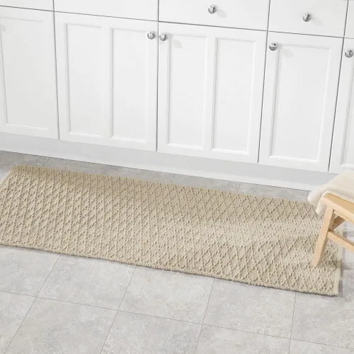 Vista 2 de mDesign Tapete rectangular suave de lujo de 100 % algodón estilo hotel, de felpa, absorbente de agua, diseño de diamante, para tocador de baño