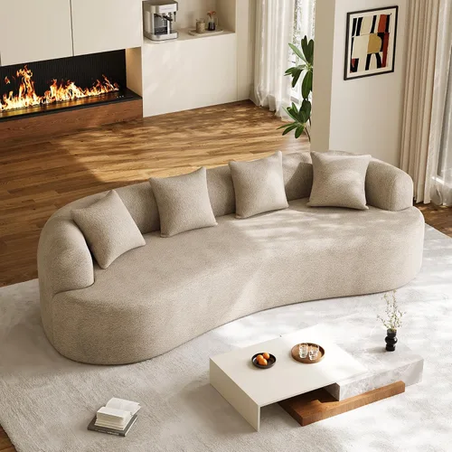 Vista 21 de Sofá seccional de gran tamaño de 147" para sala de estar, sofá moderno de lujo de chenilla suave de 4 plazas extra profundo y ancho con asiento
