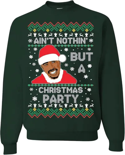 Vista 52 de wild custom apparel Suéter feo de Navidad a la moda más reciente de la colección 3 sudadera de cuello redondo Negro