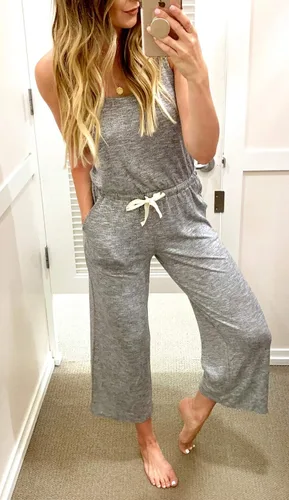 Vista 2 de Prettygarden - Mono casual para mujer sin mangas, con cuello redondo, cintura ajustable con cordón - Rómper elástico de pantalones largos