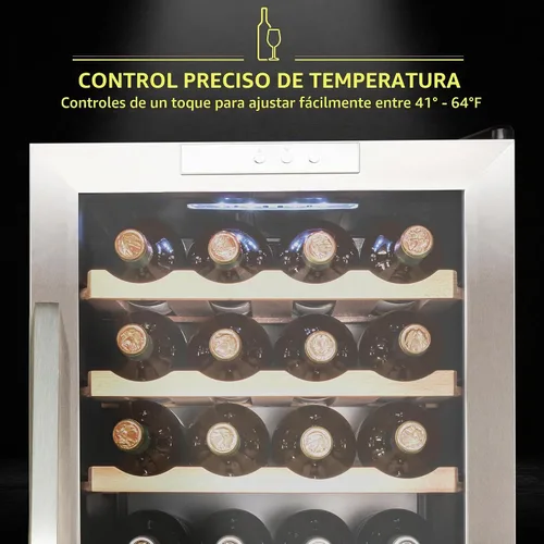 Vista 5 de SCHMÉCKÉ Refrigerador de vino con compresor de 28 botellas con cierre – Gran bodega independiente para vino tinto, blanco, champán o espumoso