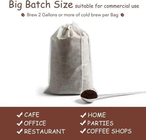 Vista 4 de Filtros desechables para café de preparación en frío – 50 paquetes de calcetines de filtro de un solo uso, bolsas de infusión de malla fina