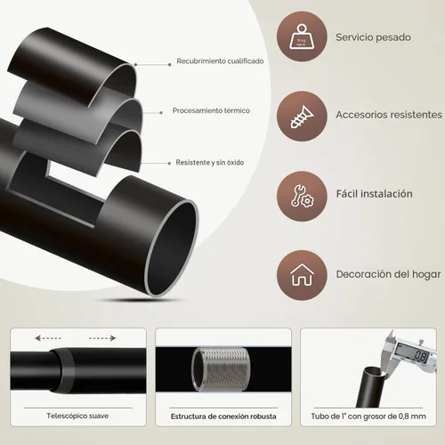 Vista 7 de Lootkell Barras de cortina modernas negras para ventanas de 16 a 28 pulgadas, longitud ajustable, resistente, 1 pulgada de diámetro, barra