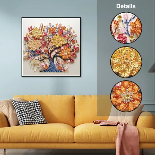 Vista 3 de SJUTOUCI Kits de pintura de diamantes para adultos, árbol de la vida 5D con forma especial de diamantes de imitación para principiantes, diamantes