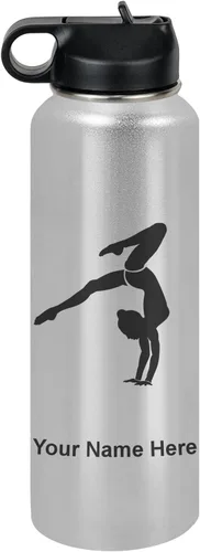 Vista 14 de LaserGram Botella de agua personalizada, soporte de mano de gimnasta, acero inoxidable de doble pared aislada al vacío con popote superior, regalo