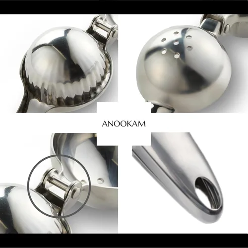 Vista 4 de Exprimidor de limón - Exprimidor de cítricos de acero inoxidable 304, prensa manual resistente para lima y limón, perfecto para cocina y bar, apto