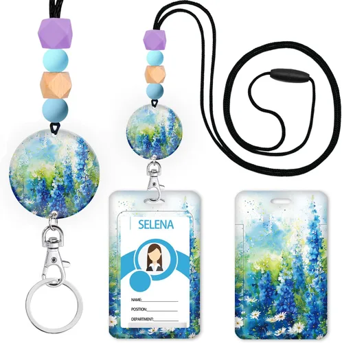 Vista 10 de Cordones para Profesores de Concienciación sobre el Autismo para Tarjetas de Identificación y Llaves, Lindo Cordón de Silicona con Cuentas Separable