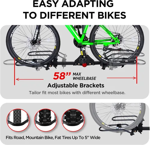 Vista 6 de Young 2 Bike Rack Basculante Montado en Enganche con Pedal Conveniente para Automóviles, SUVs y Camiones, Se Adapta a Enganches de 1.25" y 2
