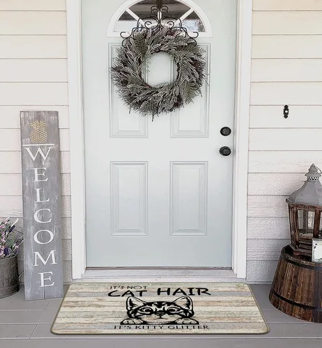 Vista 4 de Tapete para puerta de gato, antideslizante, 30 x 17 pulgadas, tapete de baño, decoración de habitación, tapete para puerta, cosas lindas, regalos