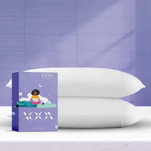 Vista 10 de XOOX Linen Juego de 4 fundas de almohada de algodón egipcio, tamaño Queen, fundas de almohada de lujo de 1500 hilos de alto tamaño estándar