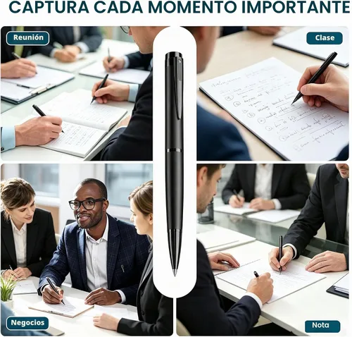 Vista 6 de Mini cámara pluma 1080P HD seguridad cam niñera cámara con grabación en Almacenamiento local de 32 GB, operación con un botón, mini cámara