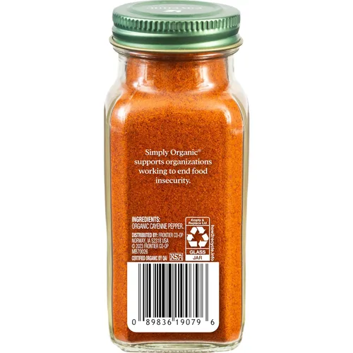 Vista 2 de Simply Organic Pimienta de Cayena, 2.89 onzas, pimientos de cayena puros orgánicos, sin OMG, certificado Kosher