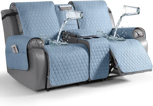 Vista 20 de TAOCOCO - Funda reclinable para sofá de 2 plazas con consola 100% impermeable, funda reclinable lavable antideslizante para 2 asientos, protector