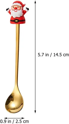 Vista 2 de Upkoch Juego de cucharas de Navidad, cucharas de café de Navidad, cucharadita de café de postre de acero inoxidable, vajilla de fiesta