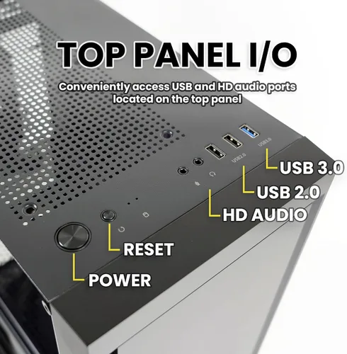 Vista 5 de Zalman T3 MATX Micro-ATX - Carcasa compacta para computadora de escritorio 2 x 120mm Non-RGB Fans, Full Tempered Glass Side Panel, USB 3.0, Modern