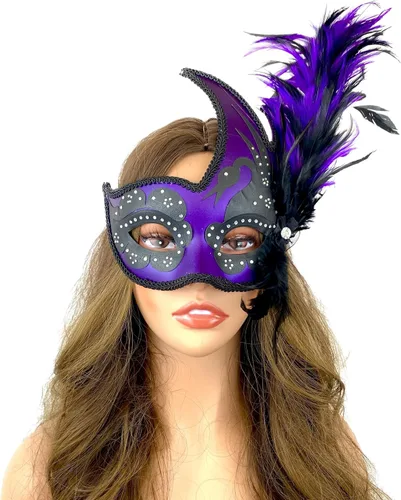 Vista 23 de Máscara de plumas venecianas para mujer, disfraz de Halloween, Mardi Gras, cosplay, fiesta de boda