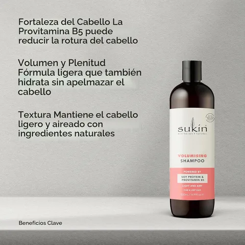 Vista 5 de Sukin Champú voluminizador, cabello fino y flácido, 16.9 onzas líquidas