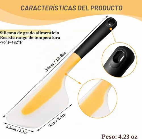 Vista 2 de Espátula de tortilla de silicona Turner, 13Inch Flip Fold Amarillo