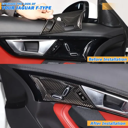 Vista 2 de 2 piezas de panel de ajuste eléctrico de asiento para Jaguar F-Type 2013-2024 botón de ajuste de asiento de coche interruptor marco accesorios Fibra