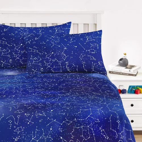 Vista 11 de Wake In Cloud - Juego de sábanas Constellation, juego de 4 piezas, espacio celestial, brujería estelar, galaxia, astrología, ropa de cama