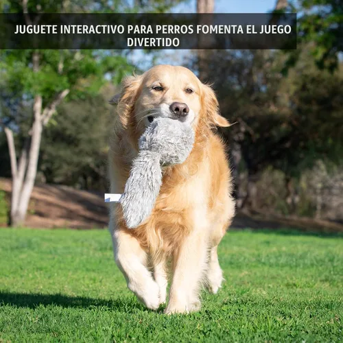 Vista 6 de Juguetes de peluche interactivos para perros Hyper Pet Doggie Tail (se mueve, vibra y ladra, juego estimulante) Durable boredom buster with