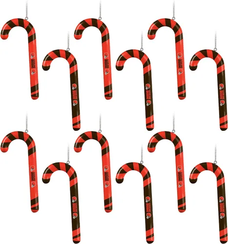 Vista 18 de NFL Team Logo 12 Pack Candy Cane Ornament Set