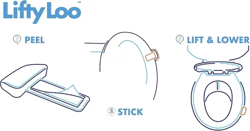 Vista 5 de Lifty Loo Asa de asiento de inodoro - Levanta más, menos desorden - Fácil aplicación 2 unidades color blanco
