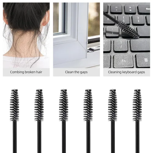 Vista 3 de Tbestmax - 50 unidades de varillas desechables para pestañas, varillas para peinar las cejas para extensiones de pestañas, varillas para pestañas