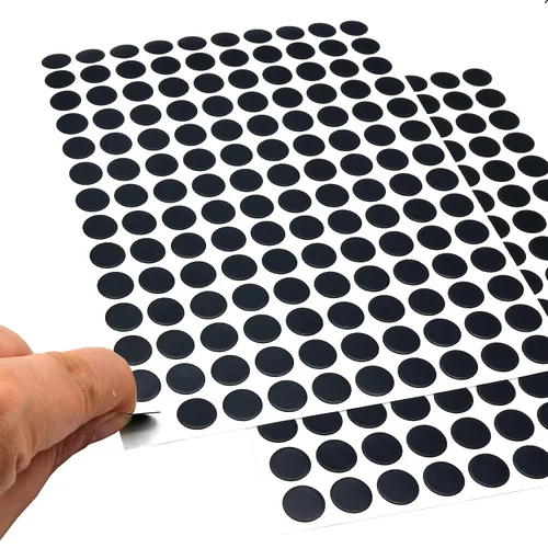 Vista 3 de Adhesivos autoadhesivos para agujeros de tornillo, 2 mesas 140 en 1, tapas autoadhesivas para tornillos a prueba de polvo, 0.472 in, color negro