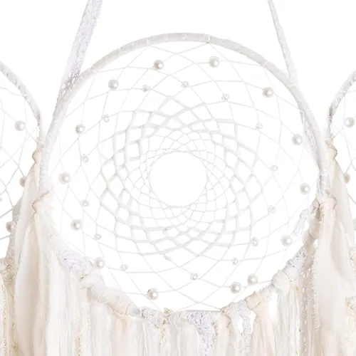 Vista 6 de ANROYE Colgante de Pared de Macramé Blanco de Triple Luna de la Diosa, Atrapasueños de Media Luna Boho, Atrapasueños Bohemio para Dormitorio
