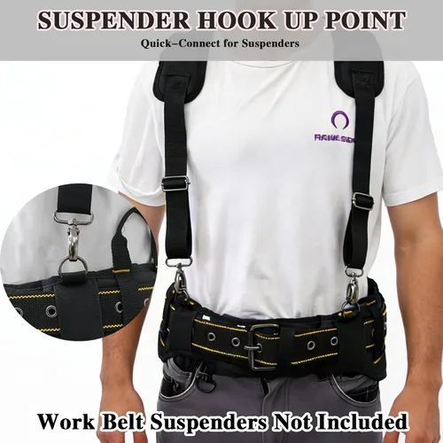 Vista 6 de MELOTOUGH Cinturón de herramientas acolchado para hombre con correa de asa, cinturón de trabajo resistente con anillo D, cintura ajustable de 36 a