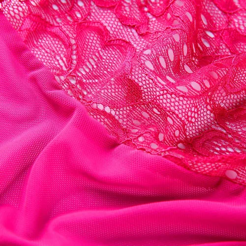 Vista 5 de Lencería sexy de peluche para mujer, body de encaje de una pieza, camisón de talla extra grande, S-3XL