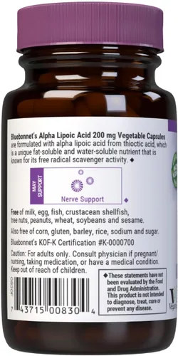 Vista 3 de BLUEBONNET NUTRICIÓN ÁCIDO ALFA LIPOICO 200 mg