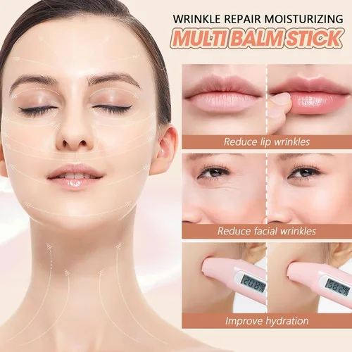 Vista 4 de LOKFAR 1 barra de bálsamo hidratante para reparación de arrugas, bálsamo facial antiarrugas, bálsamo para ojos, hidratante facial corporal, bálsamo