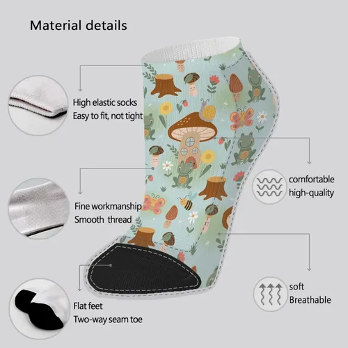 Vista 6 de devor Low Cut Socks Women Cotton Sock for Women's Casual Sock Fashion Cute Mushrooms Funny Mushrooms Magic Mushrooms Plant Forest Athletic Sock Girl