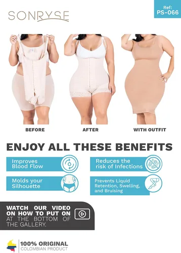 Vista 5 de Sonryse S66 Stage 2 Faja Post Cirugía Tummy Tuck BBL Lipo Compression Garment para mujer