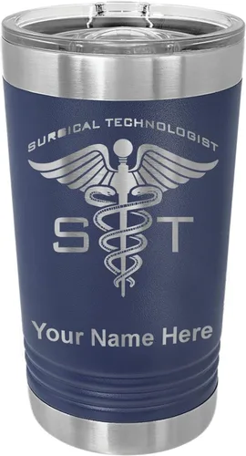 Vista 17 de LaserGram Vaso de pinta aislado al vacío de 16 onzas, ST Surgical Technologist, grabado personalizado incluido (negro)