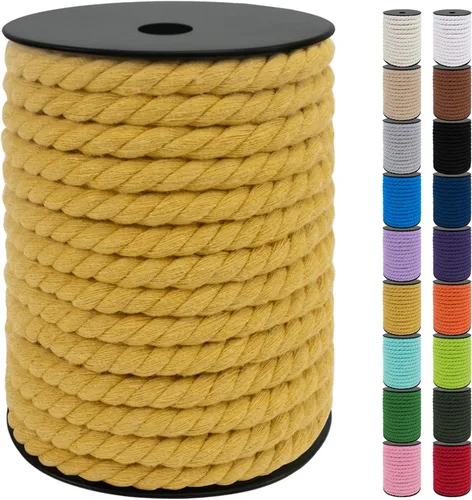 Vista 48 de JeogYong Cordón de algodón de 10mm, 22.86 metros de cuerda natural para macramé, hilo de 3 hebras torcido, cuerda para macramé para manualidades