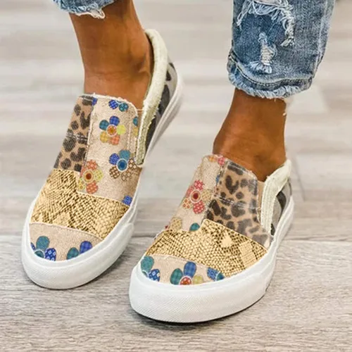 Vista 2 de Binhyx Mocasines de lona bajos para mujer, zapatos de moda para mujer, cómodos, planos, transpirables, plantilla acolchada, sin cordones