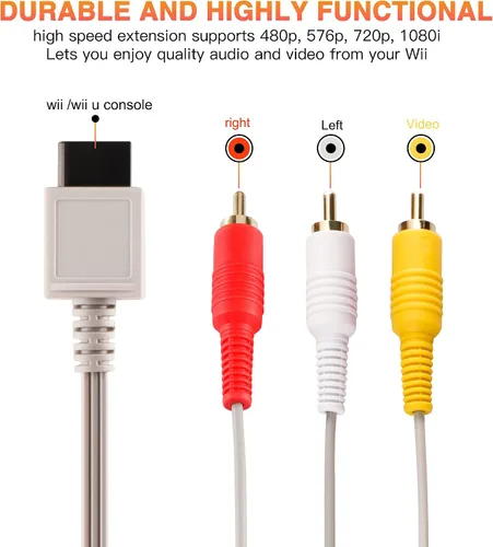 Vista 4 de Xahpower 3 in 1 Accessories Bundle Kits for Wii, AC Power Supply Adapter + Composite Audio Video Cable and Wired Infrared Ray Sensor Bar Compatible