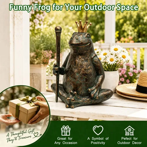Vista 7 de Estatua de Jardín de Rana Lune cle, 29.2 cm × 24.9 cm Figuras de Animales para Decoración de Jardín, Esculturas y Estatuas Resistente al Clima