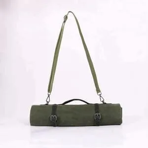 Vista 6 de Bolsa enrollable para cuchillos de chef, bolsas de lona encerada para cuchillos con 10 ranuras y 1 bolsillo con cremallera, bolsa de chef para chefs