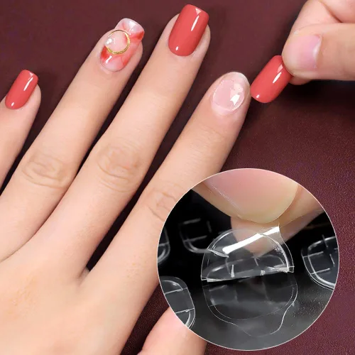Vista 5 de Mwellewm 240 piezas de 10 hojas de pegamento de uñas de doble cara para uñas a presión, puntas de uñas postizas impermeables y transpirables