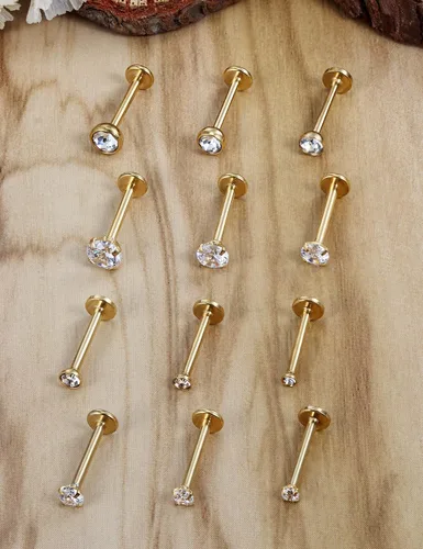 Vista 5 de Vsnnsns 16G Anillos de Labio de Acero Inoxidable Tragus Hélice Caracola Piercing Joyería Mordida de Serpiente Piercing Monroe Anillos de Labio